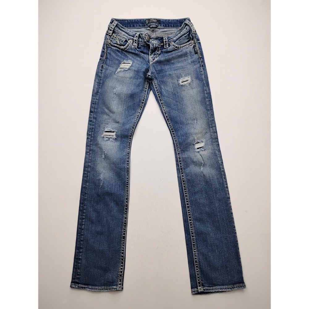 SILVER 'Tuesday' Mid Baby Boot Jeans Studded Flap Pockets 27x33